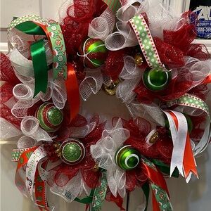 Festive Red and Green Holiday Wreath
